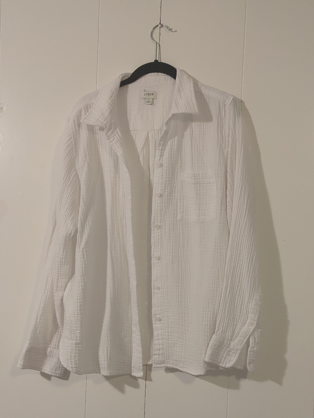 J. Crew White Cotton Gauze Button-Down Shirt